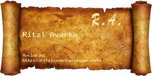 Ritzl Avarka névjegykártya
